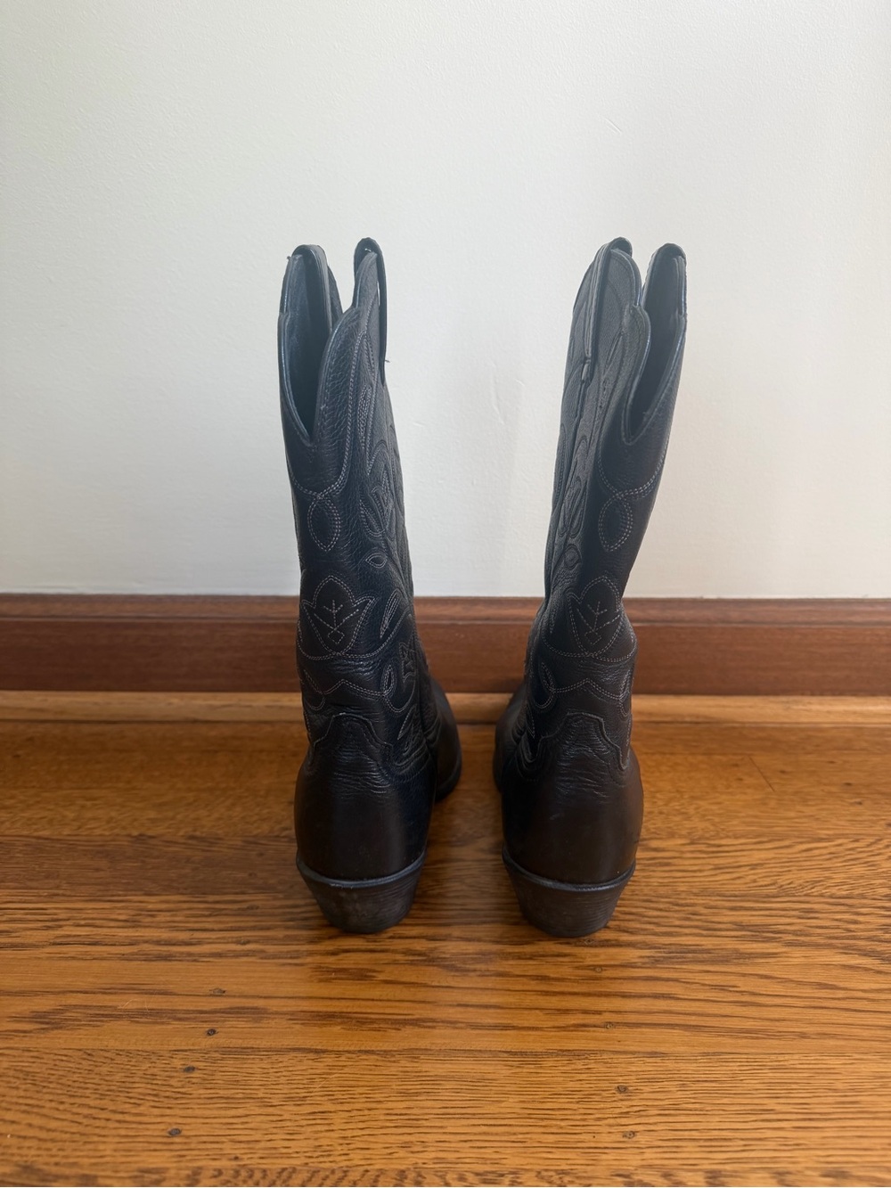 Ariat Black Leather Western Cowboy Boots - Women's Embroidered Mid-Calf - Picture 4 of 6